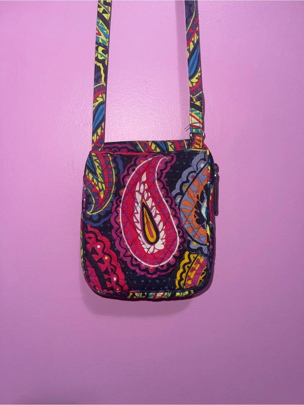 Vera Bradley Mini Hipster Crossbody Bag Twilight Paisley Black Multicolour - Picture 7 of 11